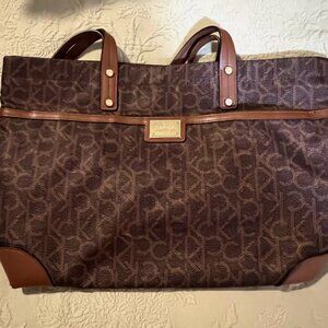 Calvin Klein Leather Tote Bag Soft Brown
